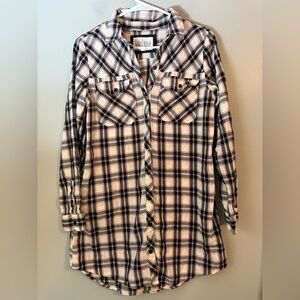 Girl Krazy by Krazy Kat Women's Button Down Long Sleeve Tunic Shirt Size Medium